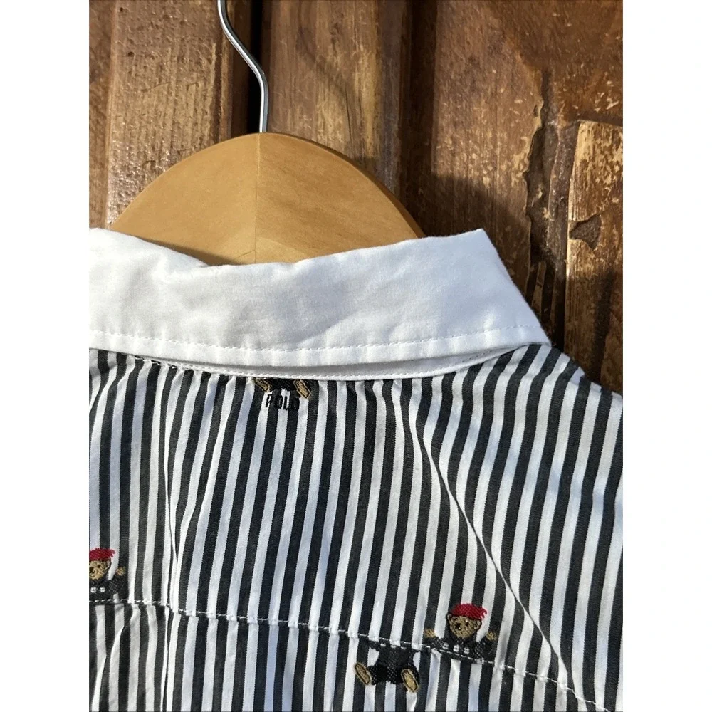 Girls Polo Ralph Lauren AOP Bear Print Belted Shirt Dress Sz 10 Gorgeous